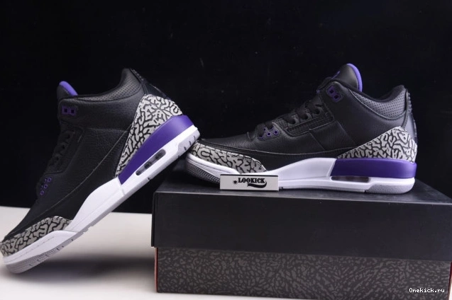 One Kick Black Purple Air Court 3 Jordan Retro CT8532-050 0808